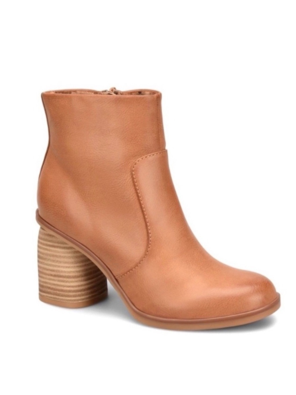 Kork-Ease Korks Destiny Tan Ankle
Booties Women 6.5 Stacked Block Heel Zip